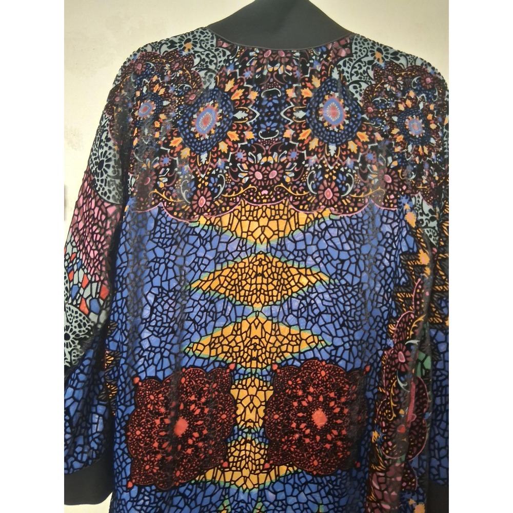 Johnny Was Reversible Silk Duster Cardigan Burnout Velvet Floral Paisley Small - Picture 9 of 9